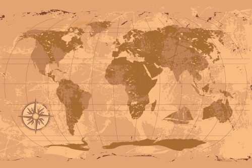 Tapeta mapa světa rustikální