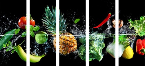5-dílný obraz organické ovoce a zelenina