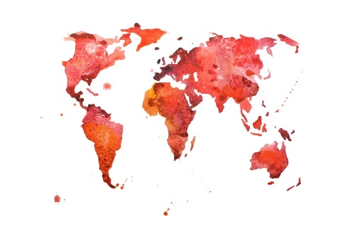 Tapeta kontinenty na červeném pozadí