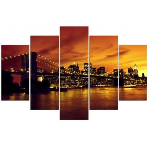 Obraz na plátně pětidílný Newyorský most