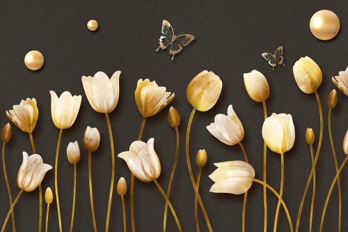 Tapeta tulipány s motýly