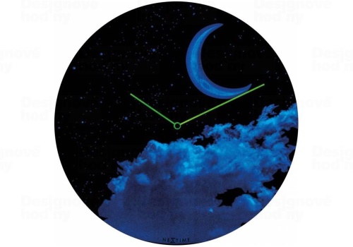 Designové nástěnné luminiscenční hodiny Nextime 3177 New Moon 35cm