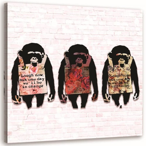 Obraz na plátně Banksyho barevný s opicí