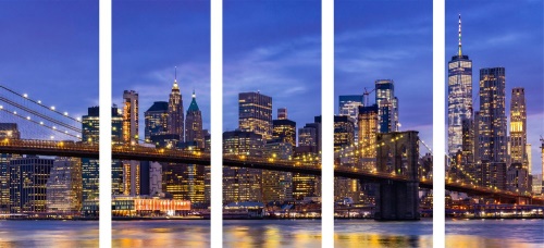 5-dílný obraz okouzlující most v Brooklynu