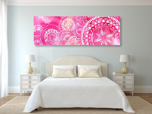 Obraz Mandala růžový akvarel