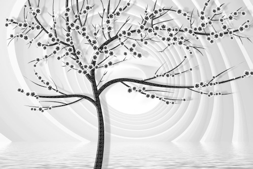 Tapeta abstraktní černobílý strom