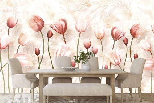 Tapeta krásné tulipány na abstratním pozadí