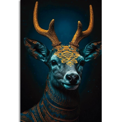 Obraz modro-zlatý jelen