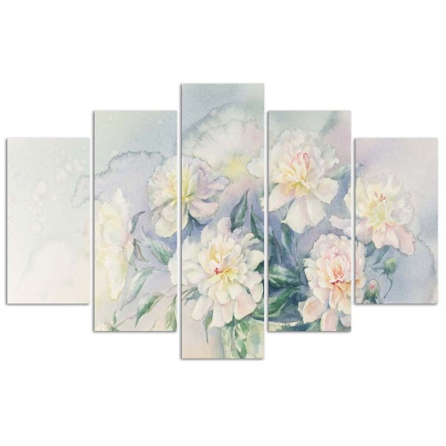 Obraz na plátně pětidílný Kytice květiny Bílá