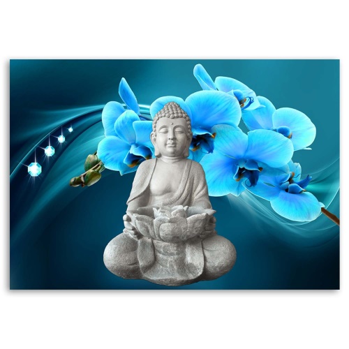 Obraz na plátně Modrá orchidej Buddha