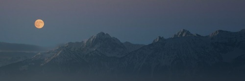 Obraz úplněk měsíce nad horami