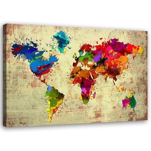 Obraz na plátně, Mapa světa Vícebarevná