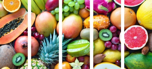 5-dílný obraz tropické ovoce