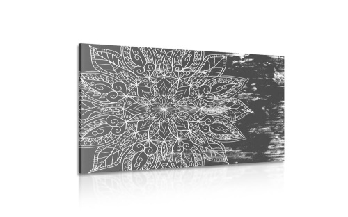Obraz textura Mandaly v černobílém provedení