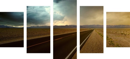5-dílný obraz cesta uprostřed pouště