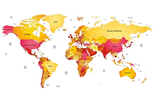 Samolepící tapeta mapa světa v barvách