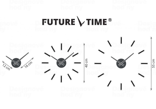 Designové nalepovací hodiny Future Time FT9400SI Modular chrome 40cm