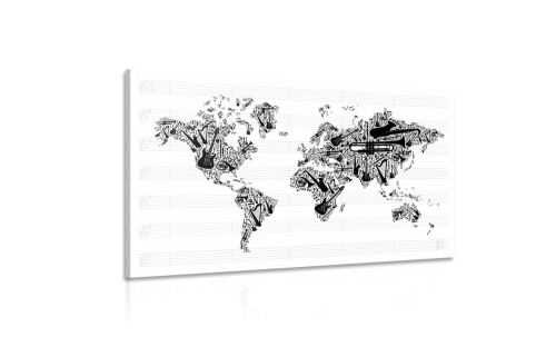 Obraz hudební mapa světa v inverzní podobě