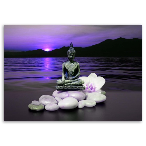 Obraz na plátně Buddha Purple Zen Stone