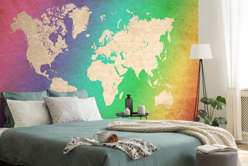 Tapeta mapa světa pastelová