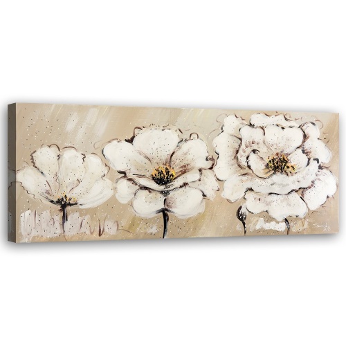 Obraz na plátně, Béžové květiny malované