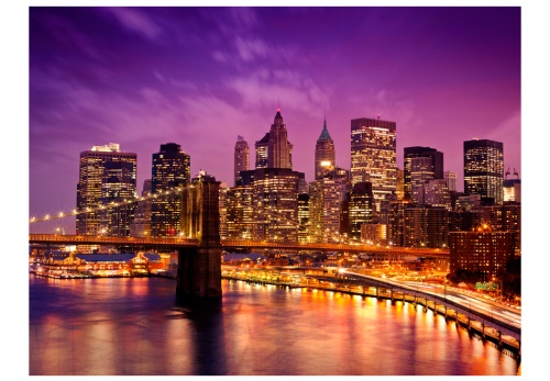 Fototapeta - Manhattan and Brooklyn Bridge by night