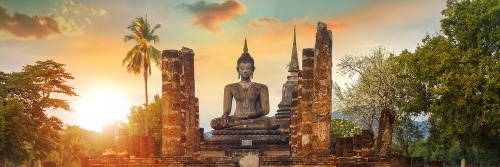 Obraz socha Budhu v parku Sukhothai