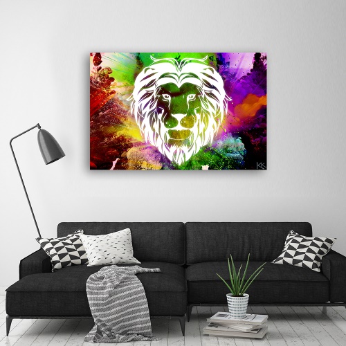 Obraz na plátně, Barevná abstrakce lva