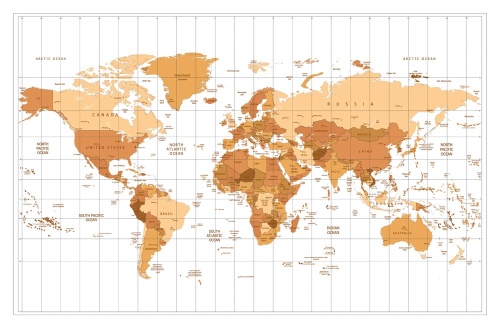 Samolepící tapeta béžová mapa světa na světlém pozadí
