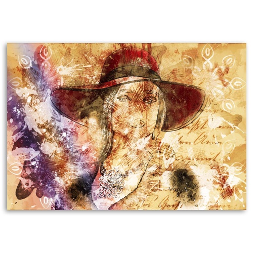 Obraz na plátně Krásná žena s kloboukem