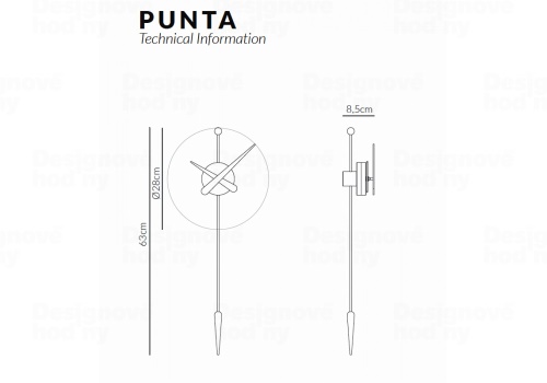 Designové nástěnné hodiny Nomon Punta BW 63cm