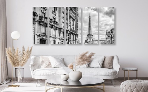 5-dílný obraz retro Paříž