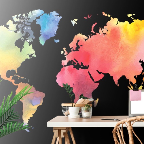 Tapeta mapa světa v barevném provední