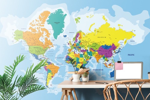 Samolepící tapeta barevná mapa světa