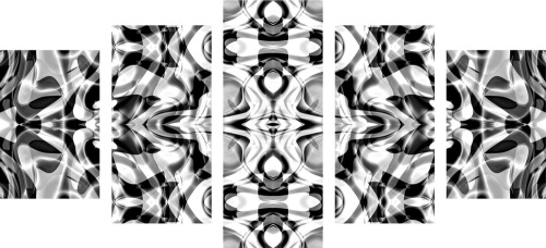 5-dílný obraz abstrakce v černobílém provedení