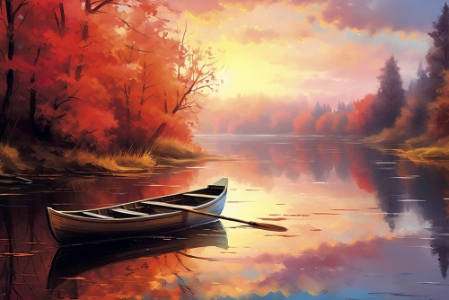 Obraz člun v klidném východě slunce