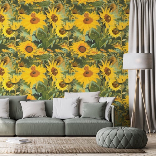 Tapeta slunečnice ve volné přírodě - 75x1000 cm