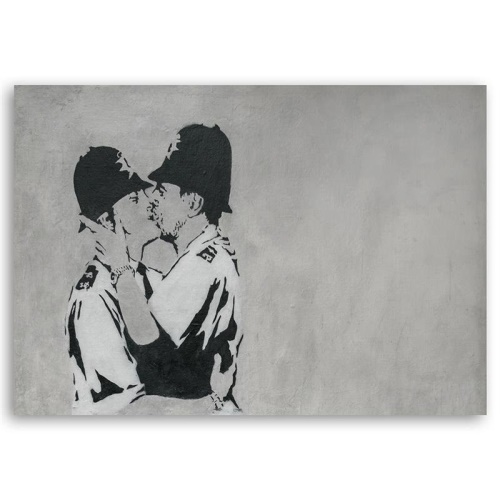Obraz na plátně Banksy Líbající se policisté