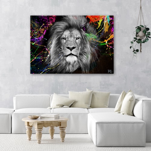 Obraz na plátně, Barevná abstrakce lva