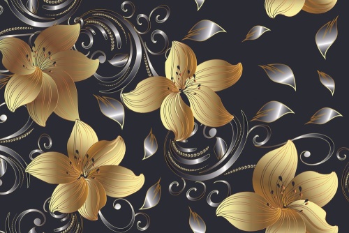 Samolepící tapeta luxusní zlatá lilie
