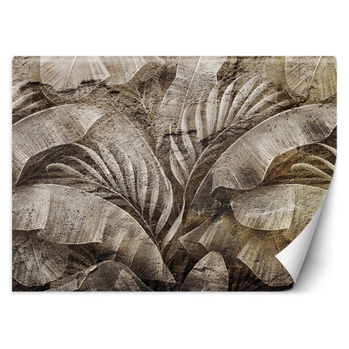 Fototapeta, Tropické listí na betonu imitující texturu.