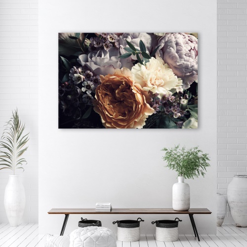 Obraz na plátně, Pastel Peon Bouquet Flowers