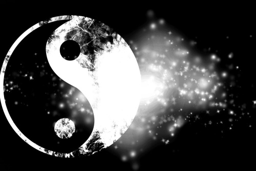 Obraz symbol Jin a Jang v černobílém provedení