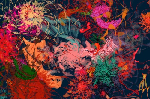 Samolepící tapeta abstraktní květiny