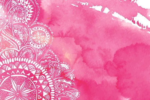 Samolepící tapeta Mandala růžový akvarel