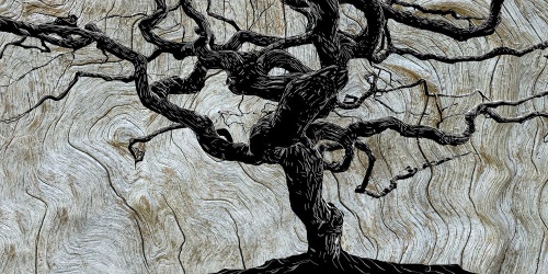 Obraz abstraktní strom na dřevě