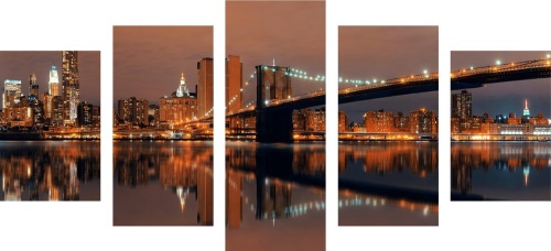 5-dílný obraz odraz Manhattanu ve vodě