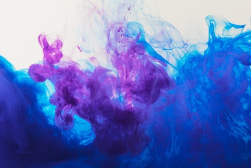 Obraz inkoust v modro-fialových odstínech