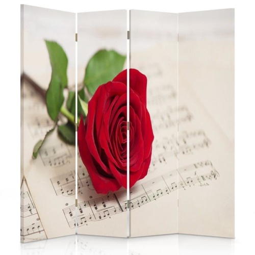 Ozdobný paraván Červená růže květ hudby