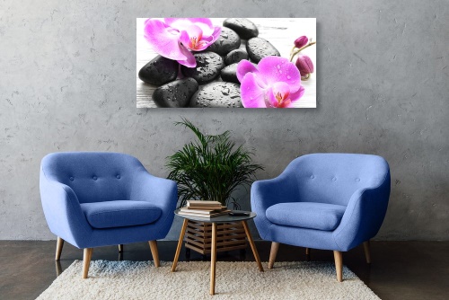 Obraz kouzelná souhra kamenů a orchideje